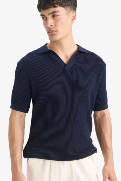 Standard Fit Polo Collar Knitwear Polo T-Shirt