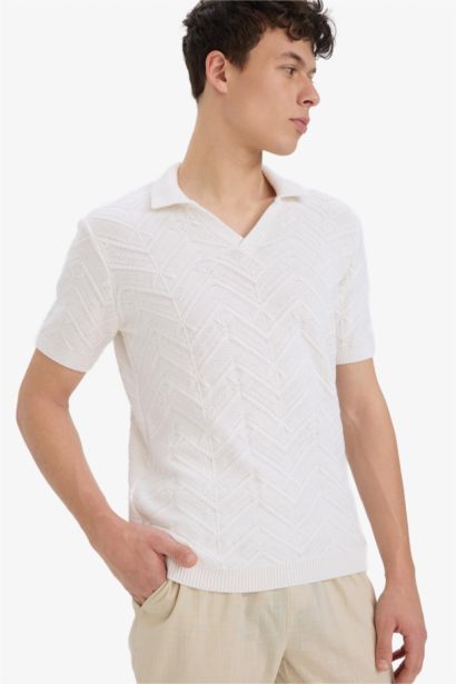 %100 Pamuk Standart Fit Polo Yaka Kısa Kollu Triko Tişört