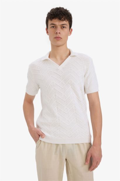 %100 Pamuk Standart Fit Polo Yaka Kısa Kollu Triko Tişört