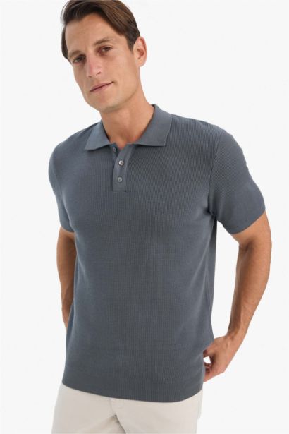 Standard Fit Short Sleeve Knitwear Cotton Polo T-Shirt