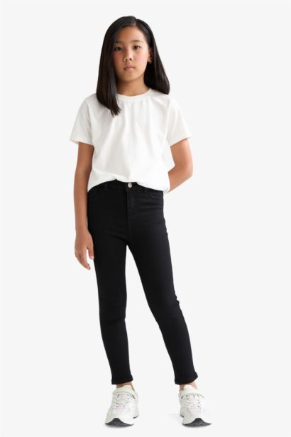 Skinny Fit Dar Paça Jean Pantolon Kız Çocuk