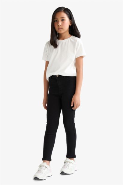Skinny Fit Dar Paça Jean Pantolon Kız Çocuk