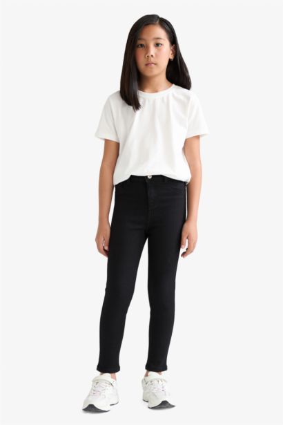 Skinny Fit Dar Paça Jean Pantolon Kız Çocuk