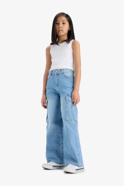 Girl Cargo Wide Leg Jeans