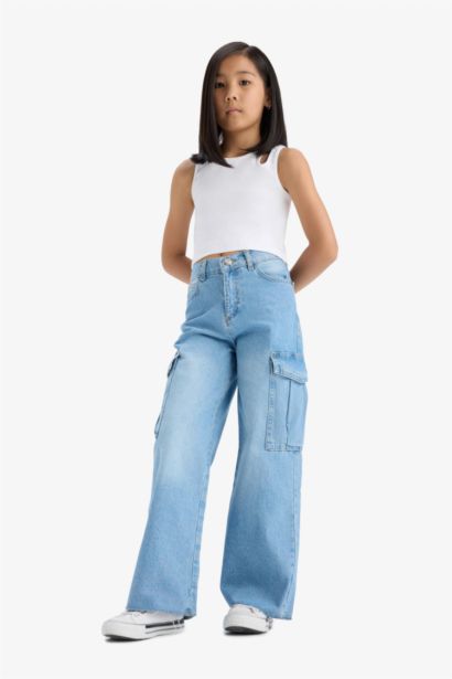Girl Cargo Wide Leg Jeans