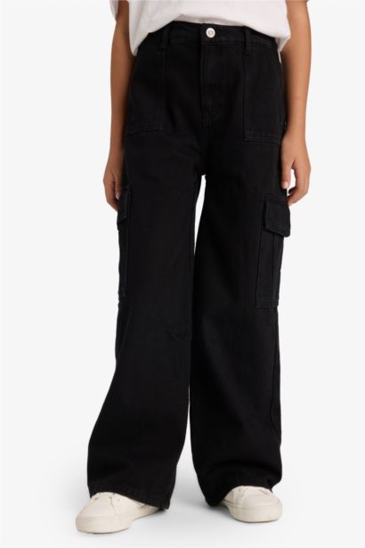 Wide Leg Kargo Geniş Paça Jean Pantolon Kız Çocuk