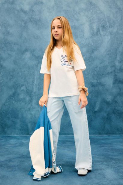Girl Paperbag Cargo Wide Leg Jeans