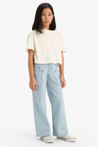 Girl Paperbag Cargo Wide Leg Jeans