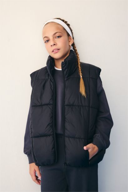 Girl Waterproof Zippered Puffer Vest