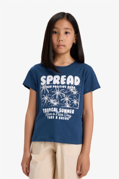 تيشيرت بناتي نص ردن مطبوع قصة عادية