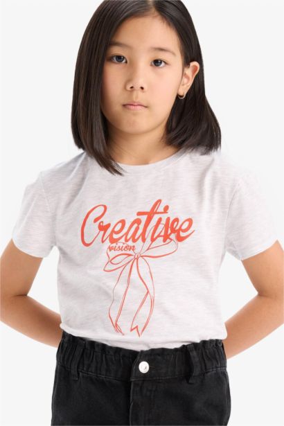 Girl Regular Fit Crew Neck Anime Printed T-Shirt