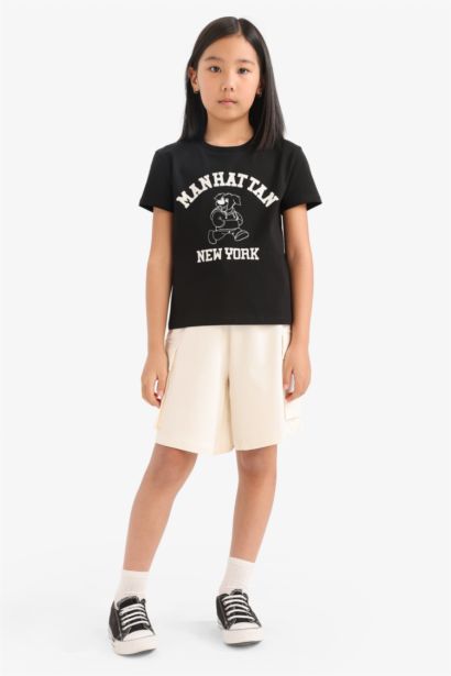 Girl Regular Fit Crew Neck Anime Printed T-Shirt