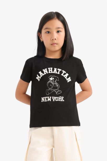 Girl Regular Fit Crew Neck Anime Printed T-Shirt