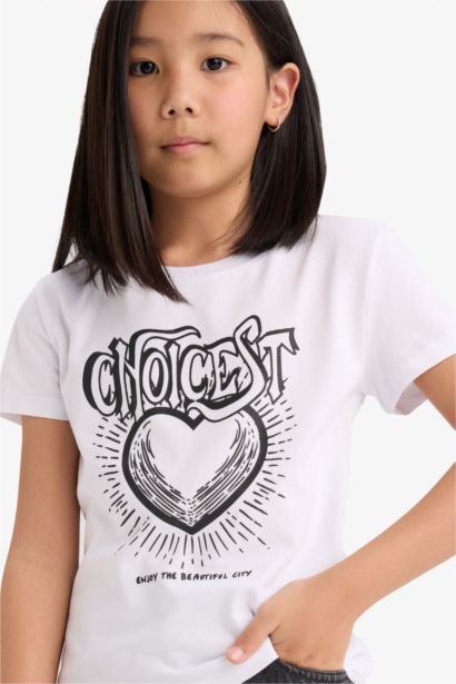 Girl Regular Fit Crew Neck Anime Printed T-Shirt