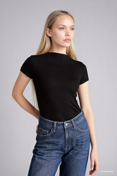 T-shirt à col semi-montant Coupe slim