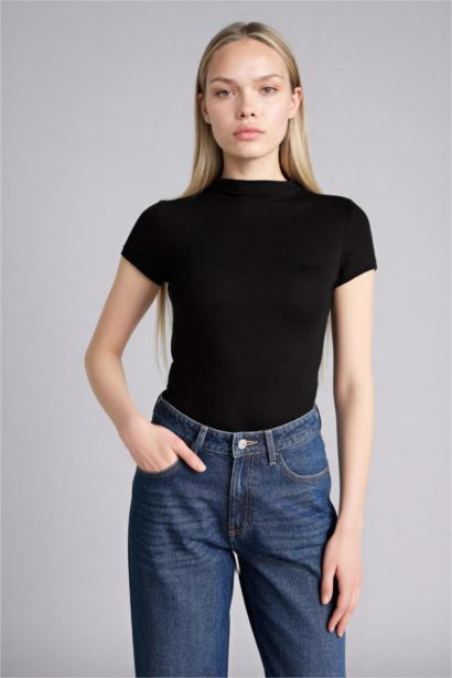 Slim Fit Half Turtleneck T-Shirt