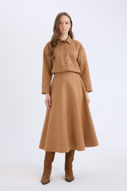 Regular Fit Suede Long Sleeve Tunic