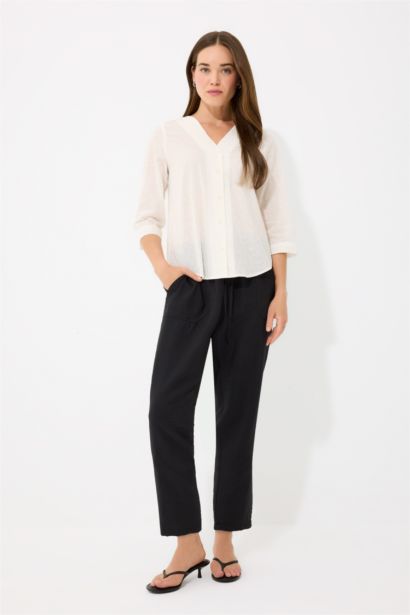 Chemise à manches demi-longues en coton Coupe régulière