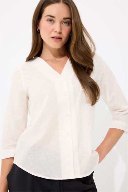 Chemise à manches demi-longues en coton Coupe régulière