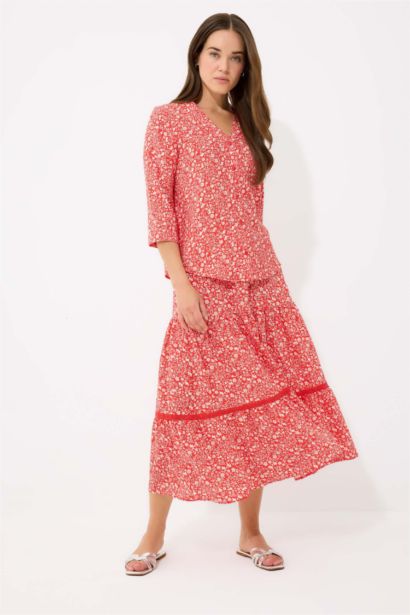 تنورة ميدي كلوش قصة عادية وخصر مطاطي