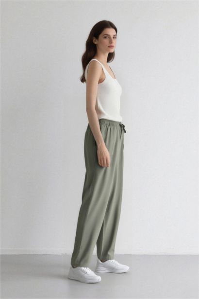 Straight Fit High Waist Straight Leg Modal Trousers