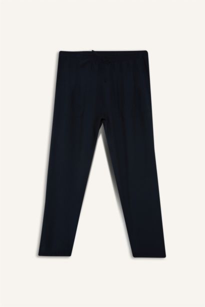 بنطرون سادة بيزك قصة مستقيمة برجل عادي بجيب وخصر عالي