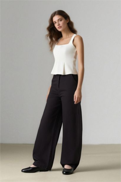 Carrot Fit Gabardine Trousers