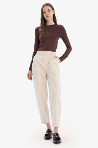Carrot Fit Gabardin Pantolon Normal Bel