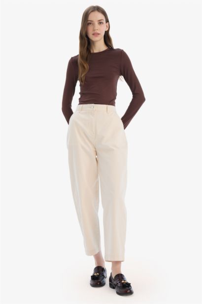 Carrot Fit Gabardin Pantolon Normal Bel