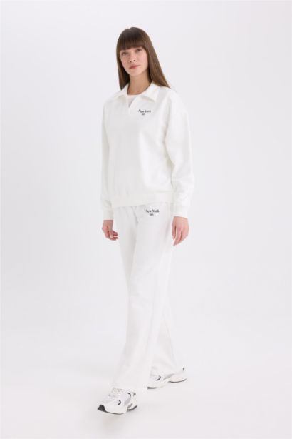 بنطرون برسمة مدينة قماش رقيق وايد ليج