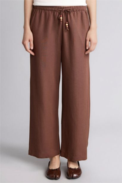 Düz Paça Keten Karışımlı Kapri