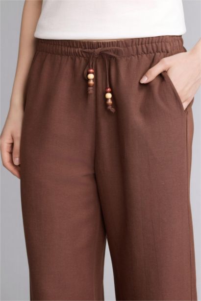 Düz Paça Keten Karışımlı Kapri