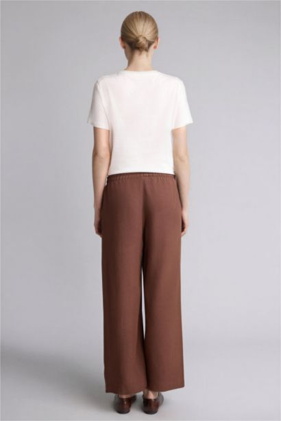 Düz Paça Keten Karışımlı Kapri