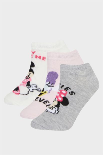 Lot de 3 paires de Chaussettes courtes en coton Mickey Mouse pour fille