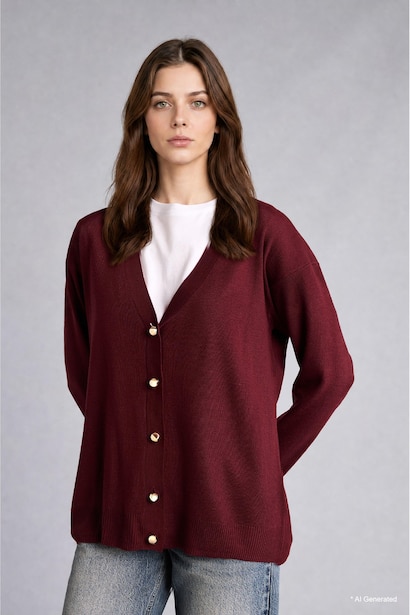 Gilet en maille à col V Coupe décontractée