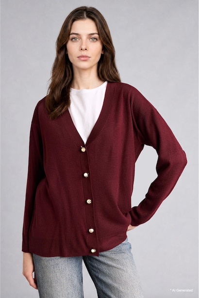 Gilet en maille à col V Coupe décontractée