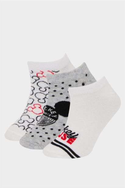 جوارب طويلة بناتي قطن من ديزني ميكي وميني من 3 قطع