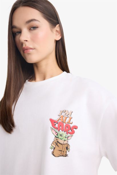 %100 Pamuk Star Wars-Mandalorian Oversıze Sırt Baskılı Tişört