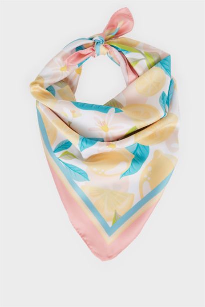 Woman Patterned Satin Scarf
