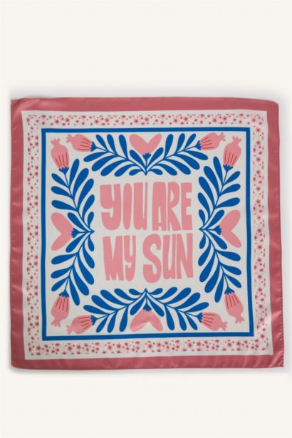 Çiçek Desenli Saten Fular