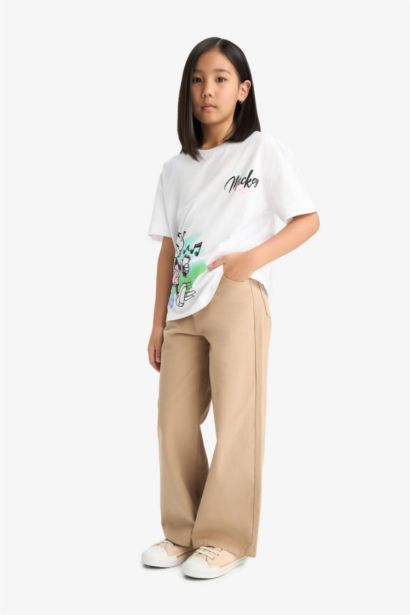 Girl Wide Leg Cotton Trousers