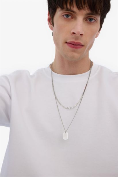 AtolyeWolf x DeFacto Unisex 2 Piece Silver Steel Necklace