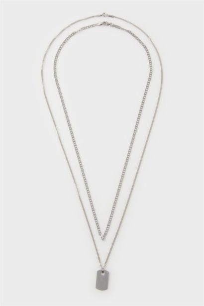 AtolyeWolf x DeFacto Unisex 2 Piece Silver Steel Necklace
