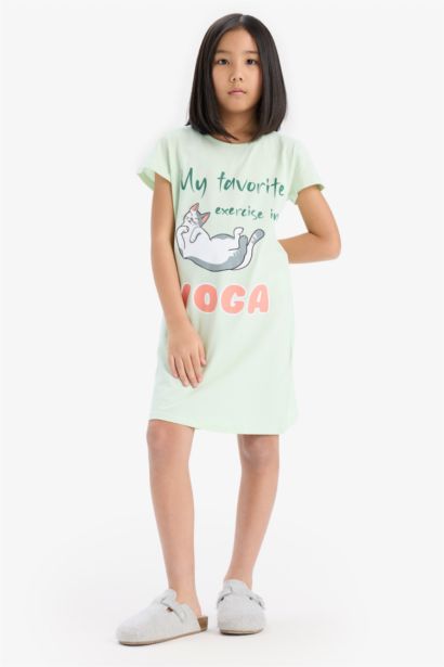 Платье для девочек с принтом, с коротким рукавом