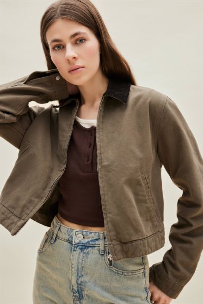 Стандартный крой поло с молнией и карманами из хлопка