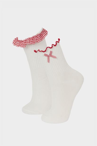جوارب بناتي طويلة قطن - قطعتين