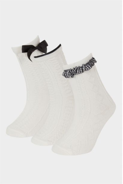 Girl 3 Piece Cotton Long Socks