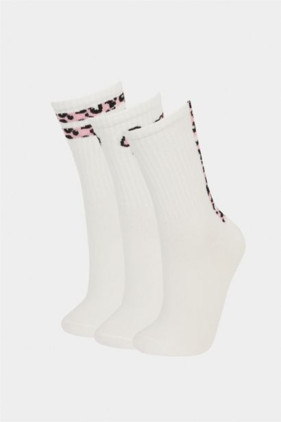 جوارب بناتي طويل قطن - 3 قطع