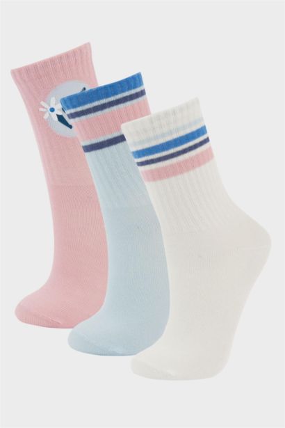 Girl 3 Piece Cotton Long Socks