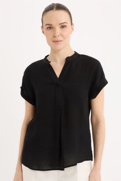 Regular Fit Open Neck Basic Blouse